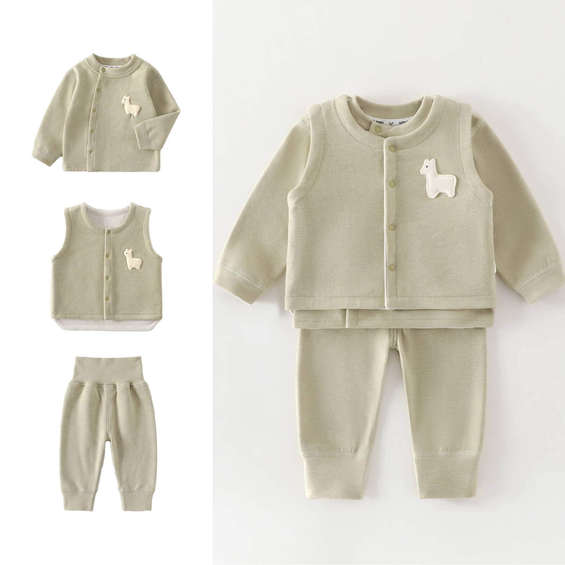 Baby Clothing High Quality - 0-4세 아기 조끼+긴팔 상의+긴바지 3종 세트