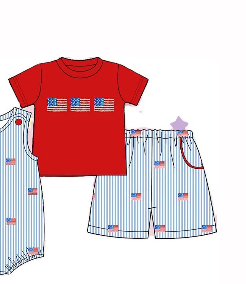 고품질 7월 4일 어린이 의류 프린트 투피스 세트 미국 - Baby Clothing High Quality 리뷰 및 가격
